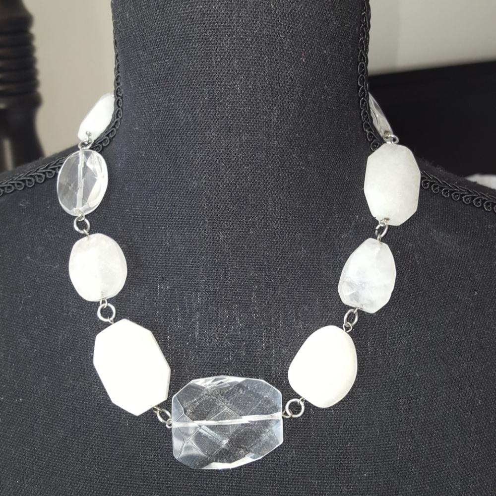 White and clear stone necklace
